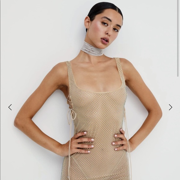 NWT For Love & Lemons *Sheer Crystal Mesh Dress - Picture 2 of 5